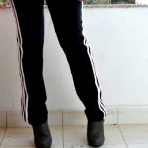 NWOT Adidas 3 Stripe's Black And White Pants Straight Leg